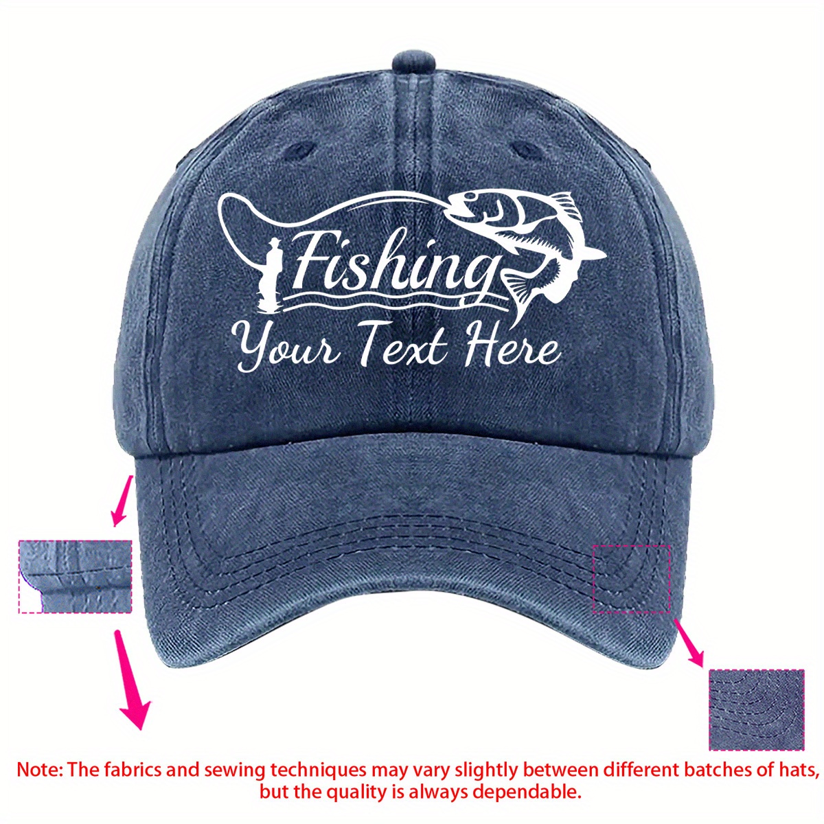 TEMU Casquette de baseball sur le thème de la pêche avec un motif amusant et un personnalisable en dessous, disponible en plusieurs couleurs et avec