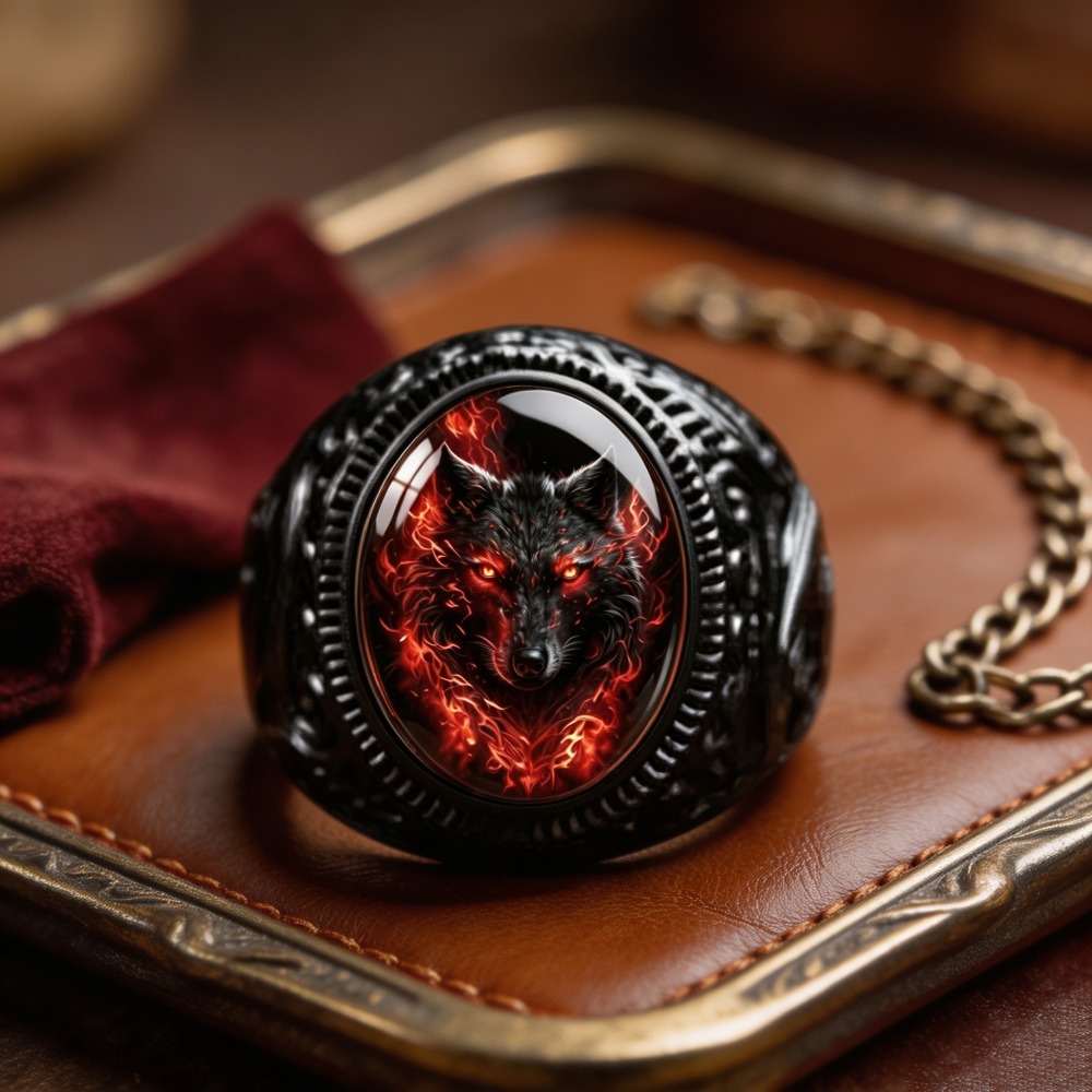 TEMU Bague Graphique Loup Vintage, Bijou Décoratif Tendance sur le Thème des Animaux, Accessoire pour Tenues Élégantes, Super Cadeau de Fêtes, pour