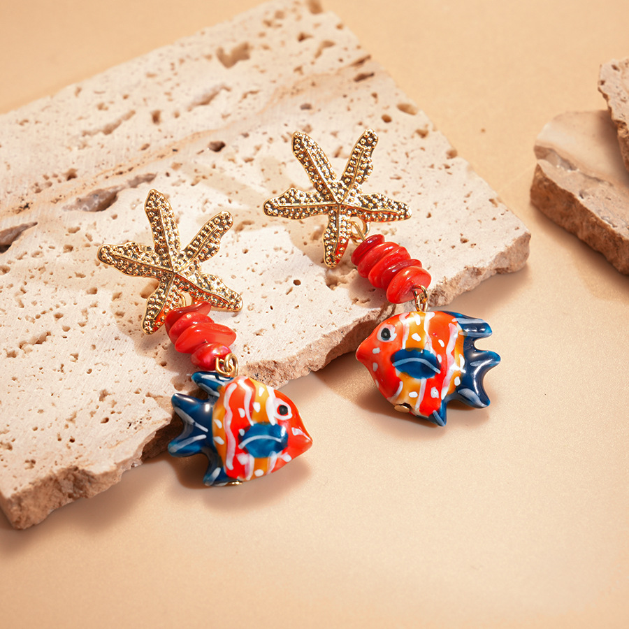 TEMU 1 par de aretes colgantes de aleación y cerámica con cuentas de y para mujer, aretes colgantes, joyería para playa, festival de , diaria, regalo
