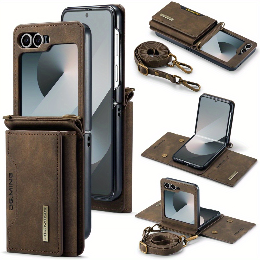TEMU Phone Case: Strong Magnetic Business Card Holder Case For Z Flip 3/4/5/6, Stylish Full-coverage Drop-proof Phone Case With Card Slot