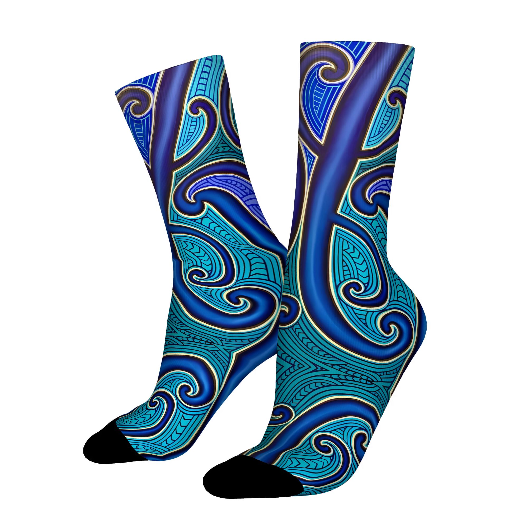 TEMU Maori Pattern Novelty Mid-calf Socks 2d Print Design Harajuku Socks 3d Digital Printing Casual Sports Suitable For