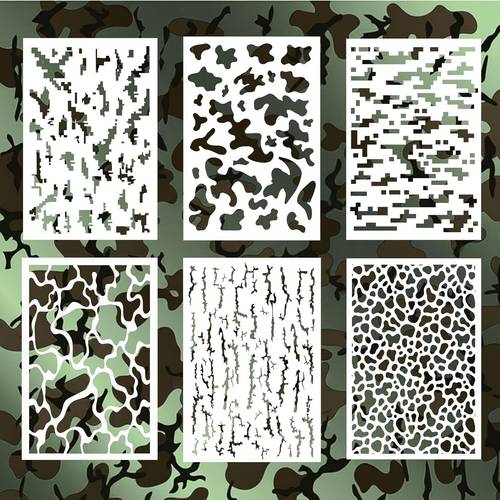 6pcs mylar camo stencils 11 7 x8 3 reusable camouflage templates for and spray paint durable pattern stencils for helmets boats rc models and projects