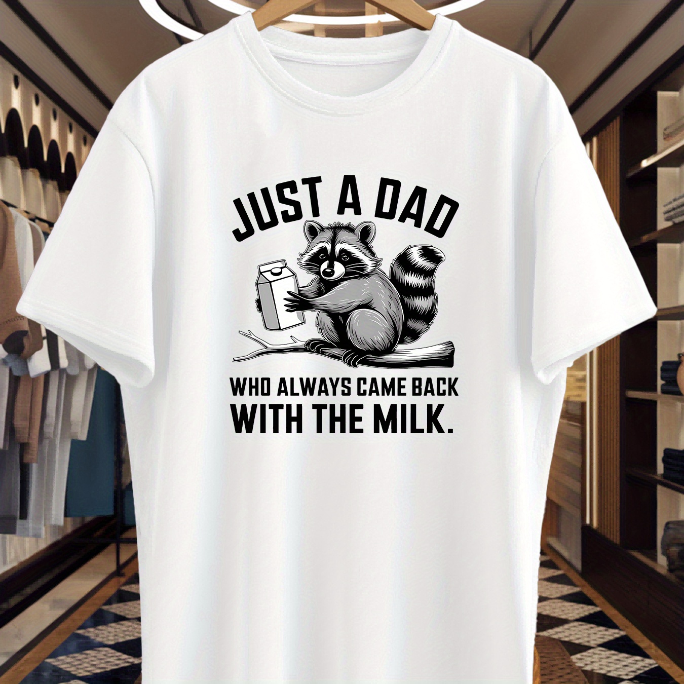 Men's "Just a Dad Who Always Came Back with the Milk" Graphic Tee