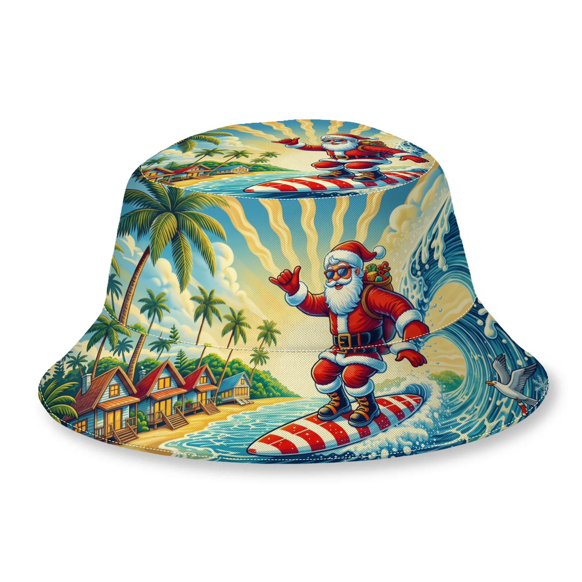 TEMU 1pc Bucket Hat Surfing Santa Claus Thin Caps For Men Women Bucket Hat