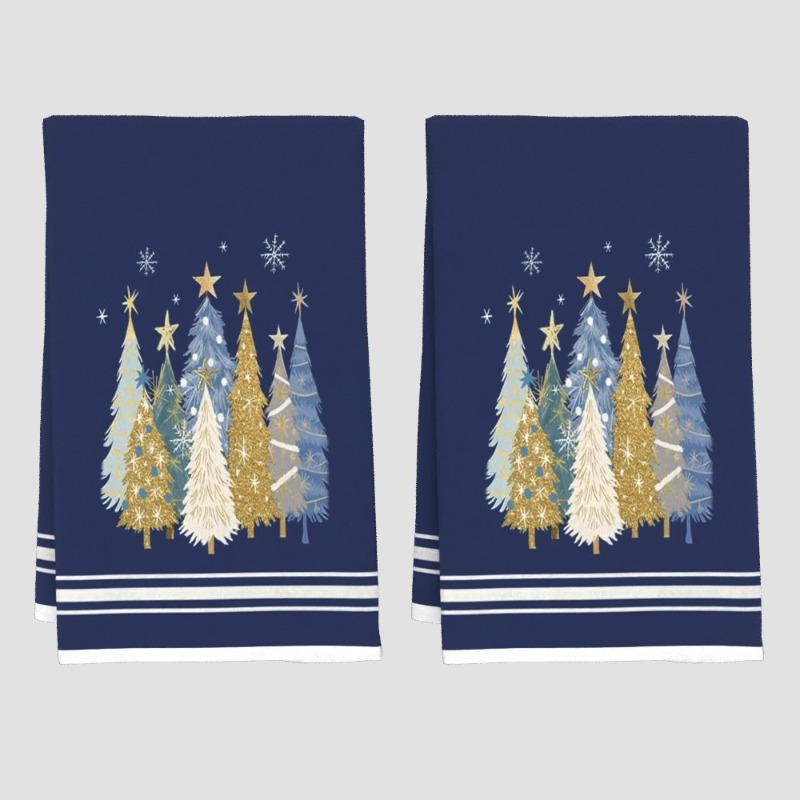 

2-pack Modern Christmas Kitchen Towels, 18x26 Inches, Polyester Dish Towels With , Machine Washable, Ideal For Home And Commercial Use