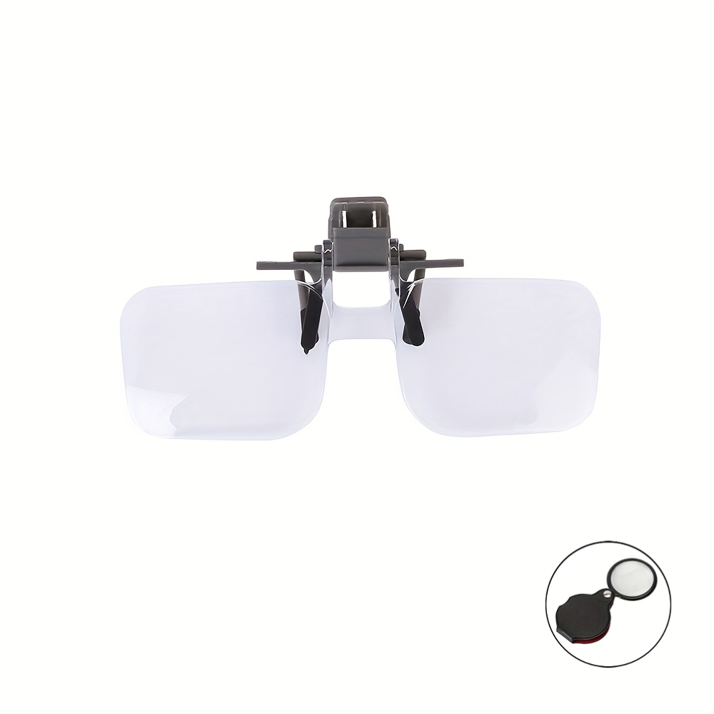 Image of Adjustable 2x Magnifying Glassesmini Folding Magnifier Set(2-pack) - Headband/clip-on Dual Use With Hd Acrylic Lens - Ideal For , Books, Crafts& Repair(batteries Not Included)