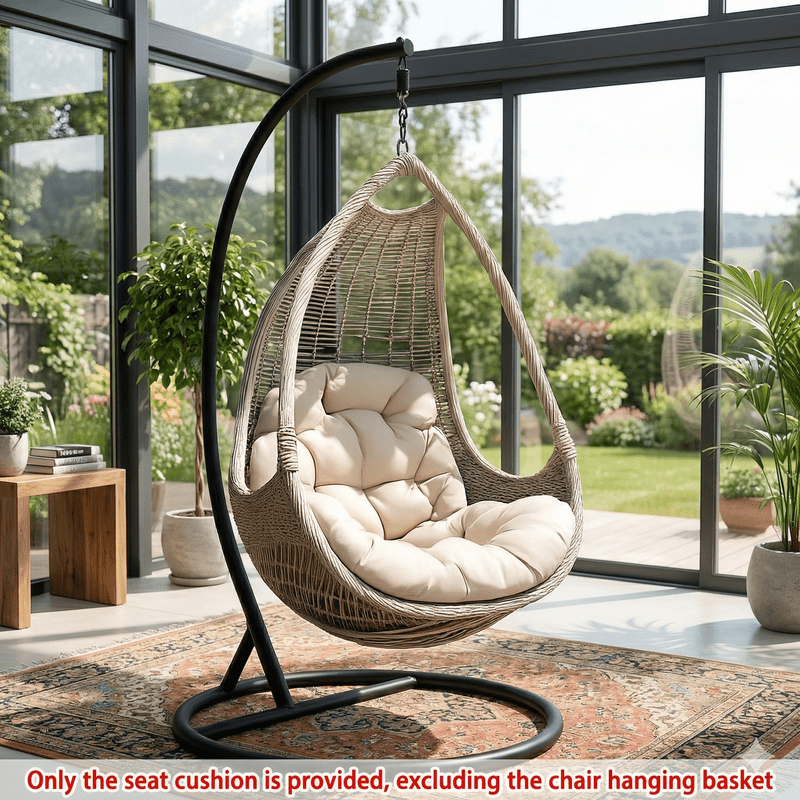 Indoor Outdoor Egg Chair Pad, Heavy Weight Fabric Durable, Soft Filling Like Clouds, User-Friendly Ties Fixation, for Study And Sunbathing, Suspended Seating Mat
