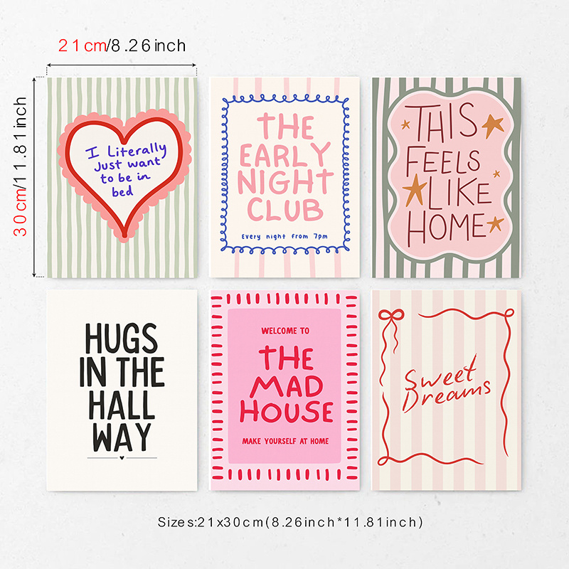 TEMU Set Of 6 Colorful Quote Canvas Wall Art Prints Modern Posters Decorative Prints For Living Room Or Bedroom Decor, Poster Wall Art, Posters For