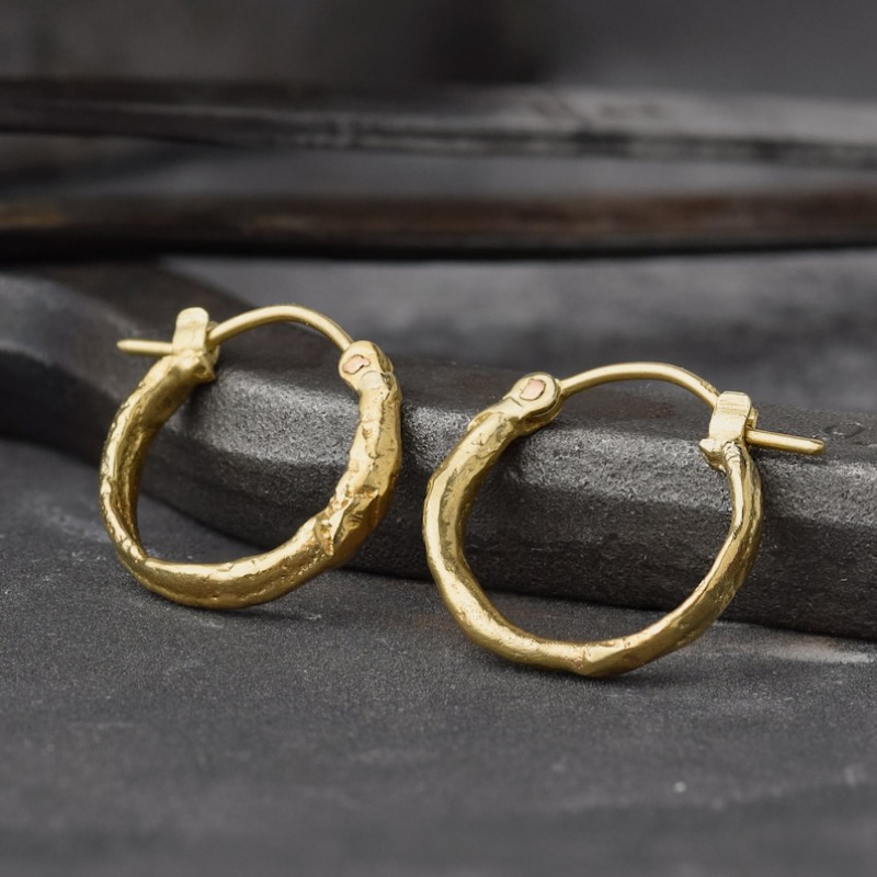 Women's Small Hammered Golden Hoop Earrings