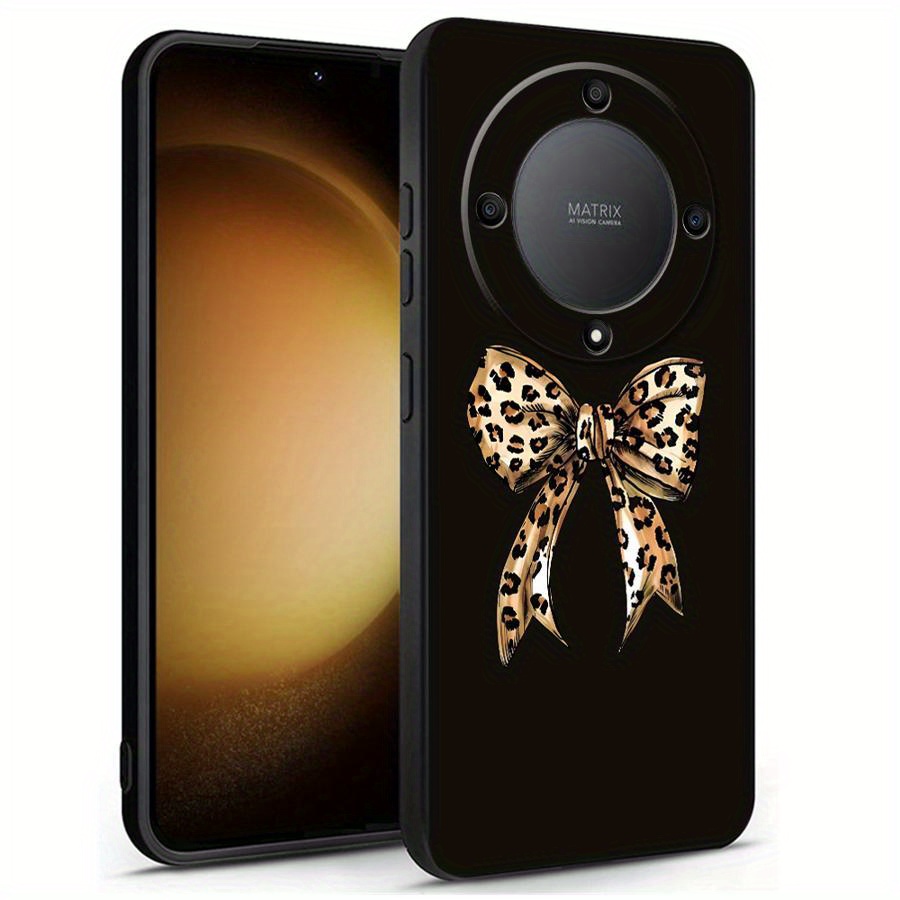 TEMU Leopard Print Bow Phone Case For 8x 70 90 Pro X6a X7 X7b X8 X8a X8b X9a X9b Lite Pro Black Soft Shell Cover