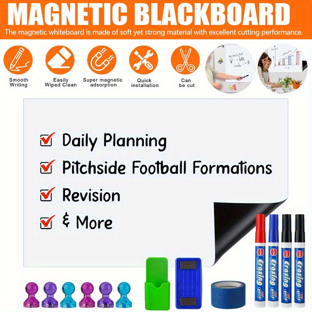 TEMU Large Magnetic Whiteboard Paper Sheets - Self-adhesive Magnetic Dry Erase Board, No Installation Needed, Magnetic Compatible Surface For Office,