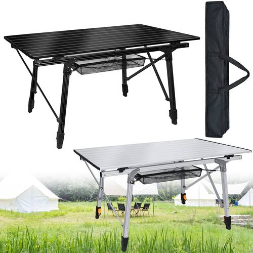 Artikelbild aluminium klapptisch campingtisch, 90 x 52 cm, höhenverstellbarer mit tragtasche für picknick outdoor