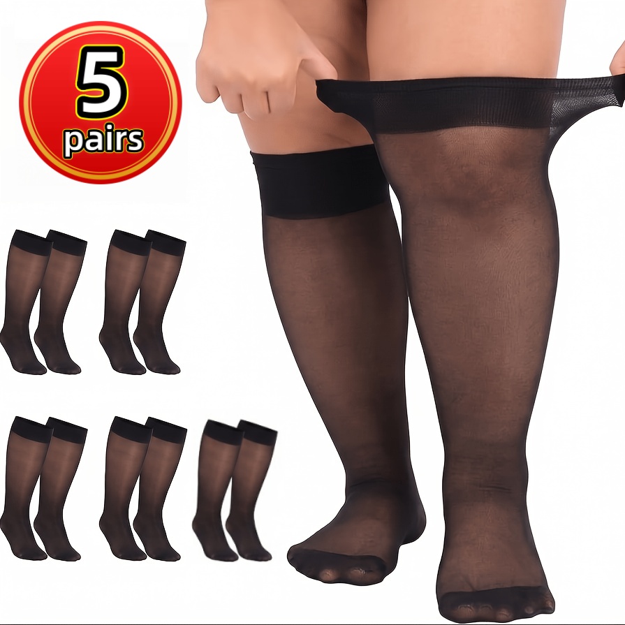 TEMU 5 Pairs Women's Nylon Mid-calf Socks Plus Size, Can To 300 , Over-the-knee Socks, Tights