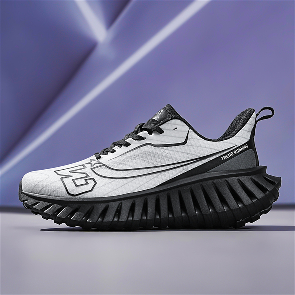 Carbon Plate Technology - Men's Road Running Shoes, Thick-Soled Casual Sneakers for Men, Comfortable and Breathable Fabric Upper, Cushioning and Shock-Absorbing MD Midsole, Slip-Resistant and Wear-Resistant Rubber Outsole, Low-Top Lace-Up Closure