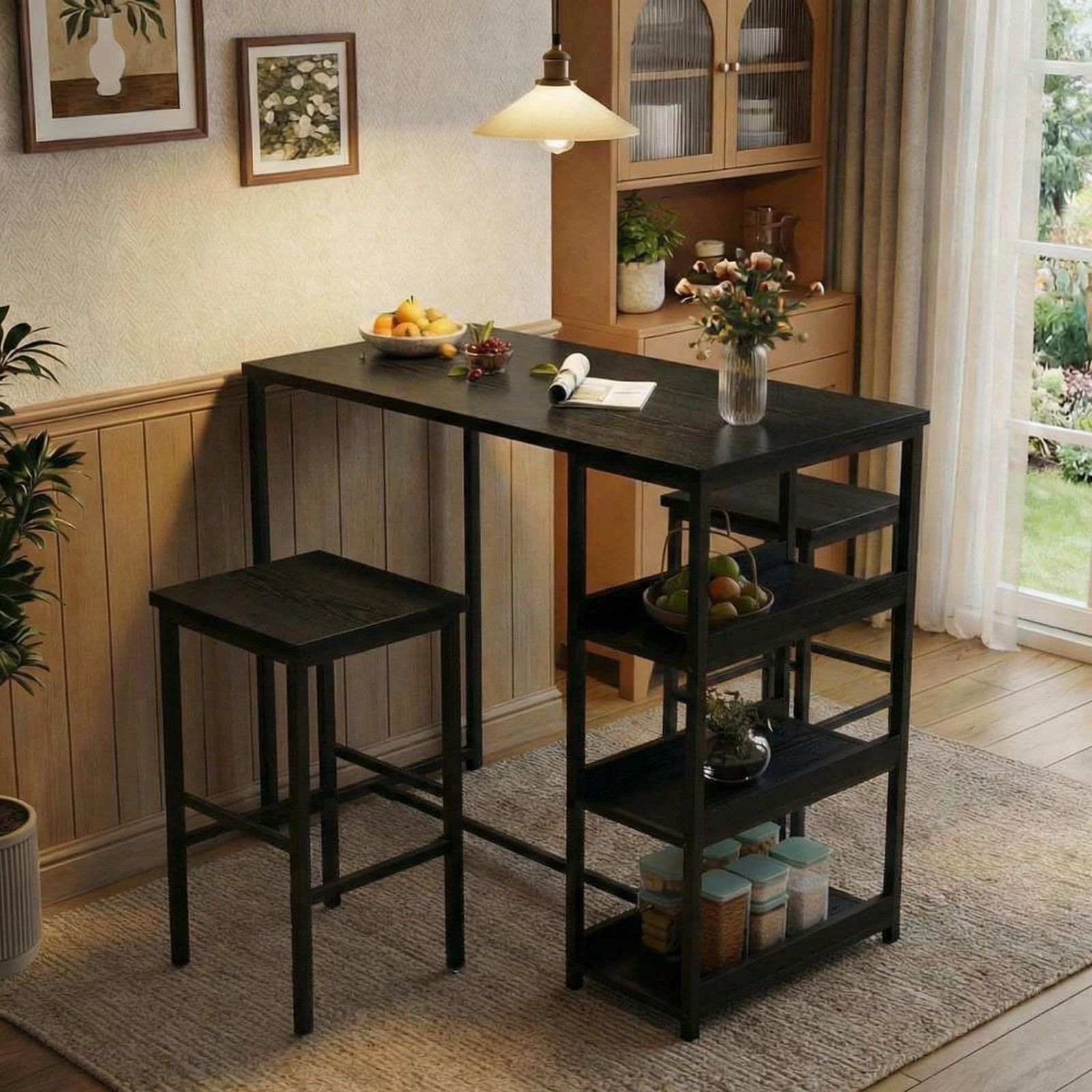2026 NEW Side Tables, 1 Box Set Board Bar Table And 2 Stools Storage Furniture Combo, Designed for Convenient Storage And Space Saving, Small End Table with Storage Shelf, Modern Nightstand for Bedroom Living Room Studio, Portable Snack Table
