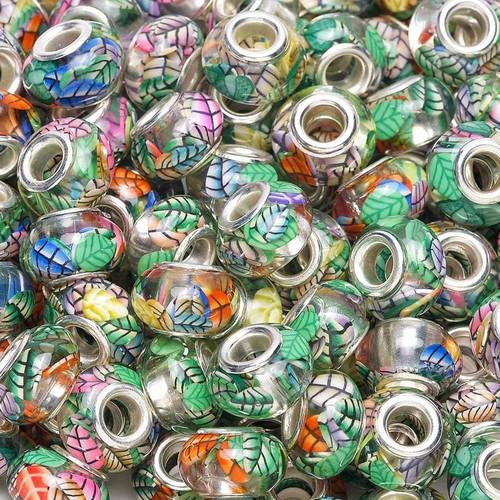 100pcs Girls Beads Lover Amber Beads, Large Hole Spacer Beads, European Craft Beads For DIY Charm Bracelet Jewelry Making
