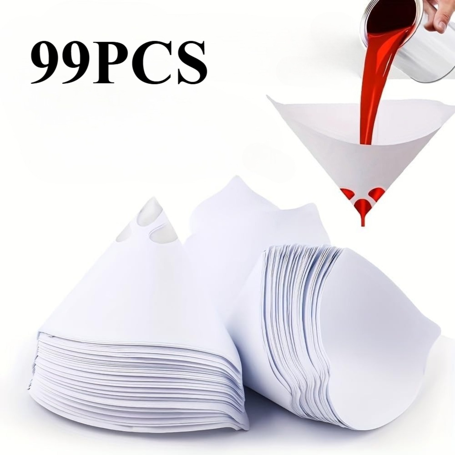 TEMU 99-pack Disposable Cone Paint Filters - Thick Nylon Mesh Strainers For Smooth Paint , Ideal For Automotive & Projects