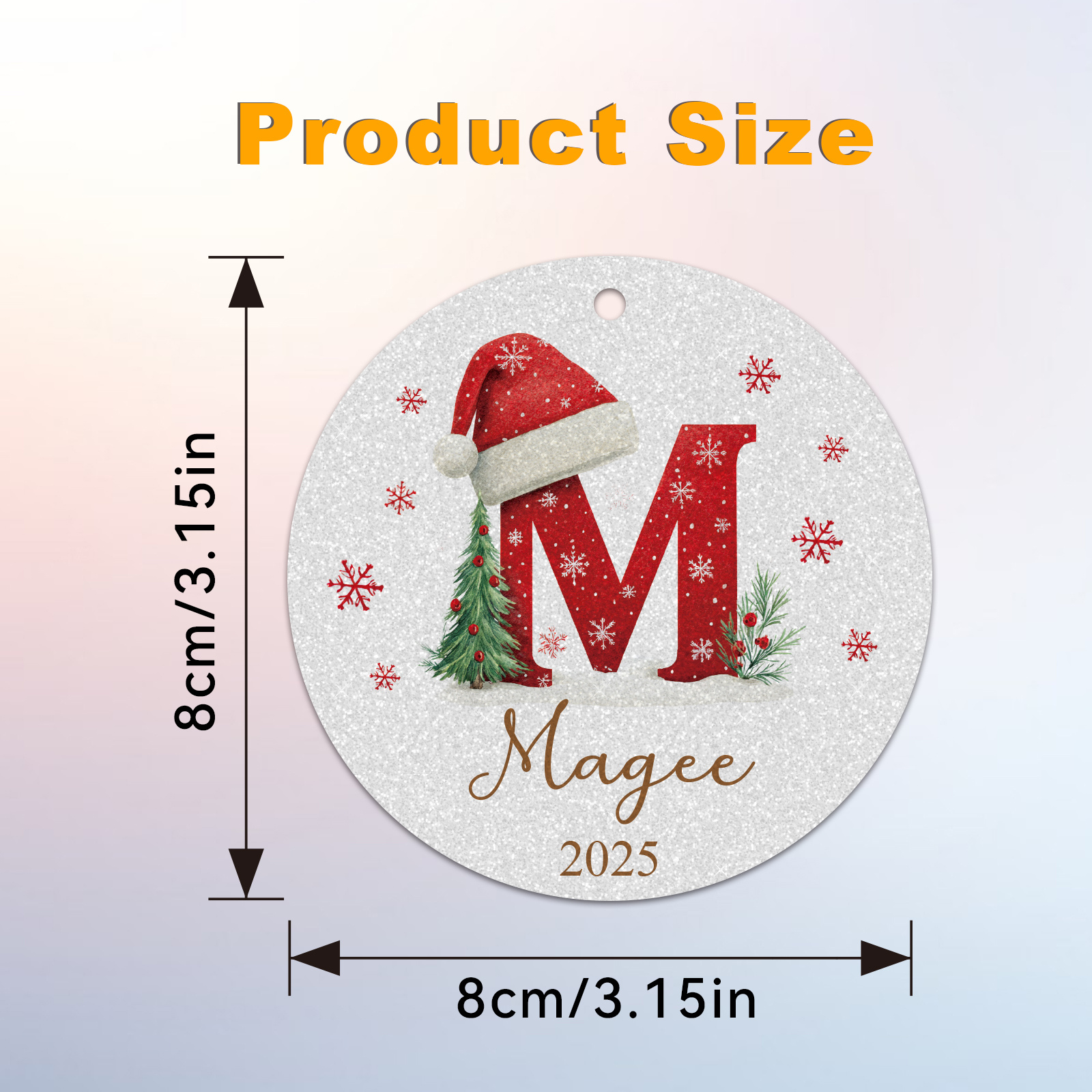 TEMU 2D - 1 Adorno Navideño Personalizado, Colgante Plateado A-Z, Decoración para Colgar en el Árbol de Navidad, Personalización de 2D para Fiestas
