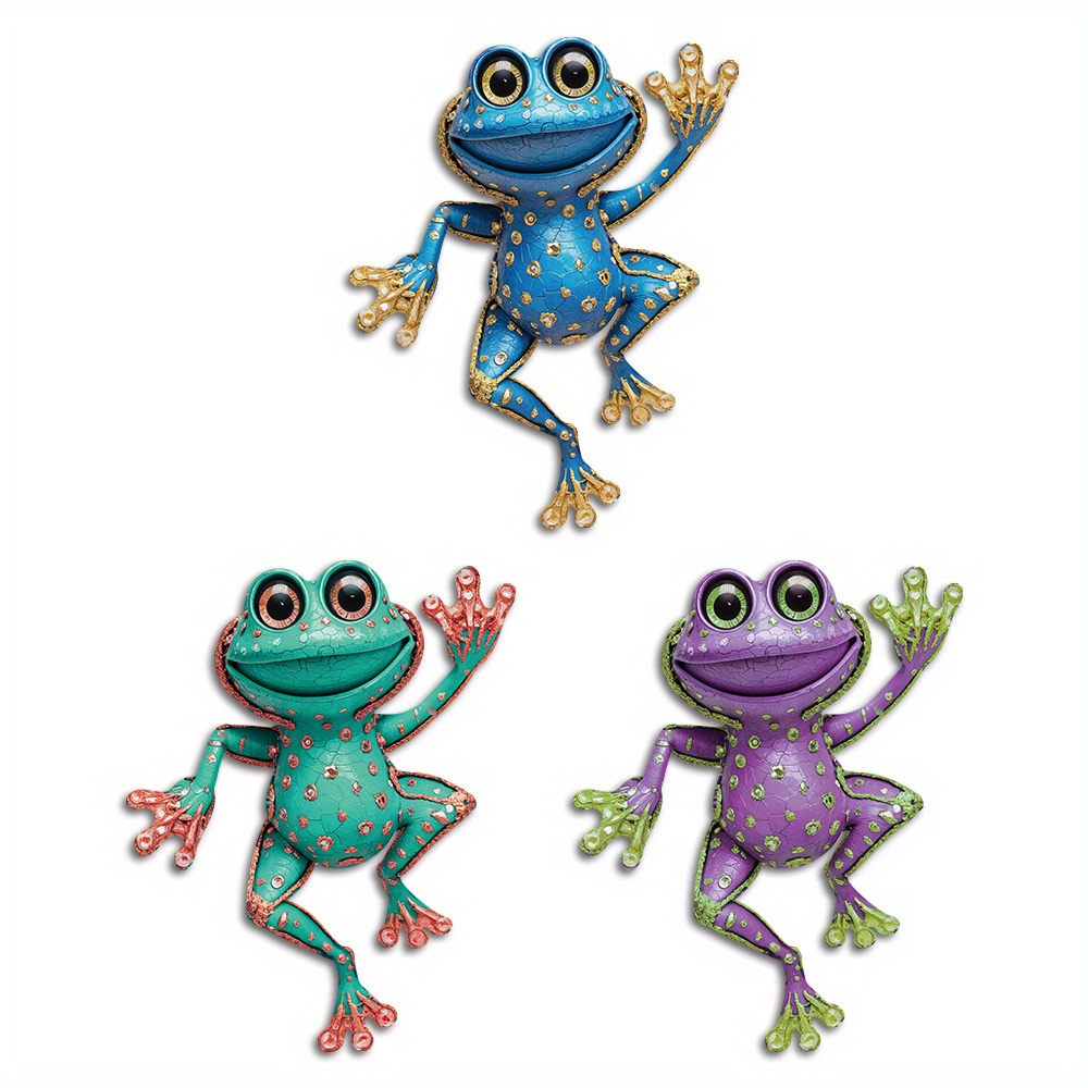 E-shop 2D Flache Putuo Deko 3er Set Froschförmiges Metallschild Gartendeko für Aussen, Outdoor Garten Wandkunst Deko für Home Bauernhaus Wohnzimmer Hof
