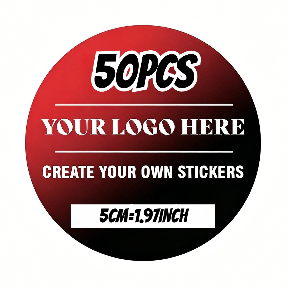 TEMU 50pcs/100pcs Custom Stickers 1.18-3.15 Inches Personalized Logo Photo Text Labels, Suitable For Commercial Packaging Gifts Sealing Coffee Cups