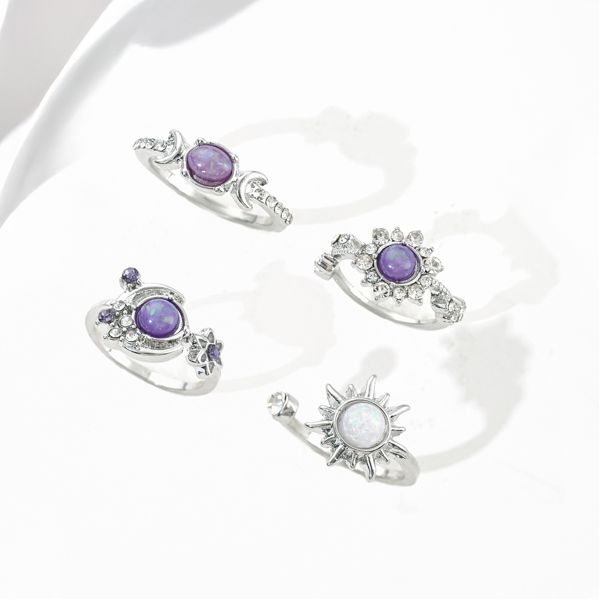 4pcs Star Moon Ring Set for Good Luck