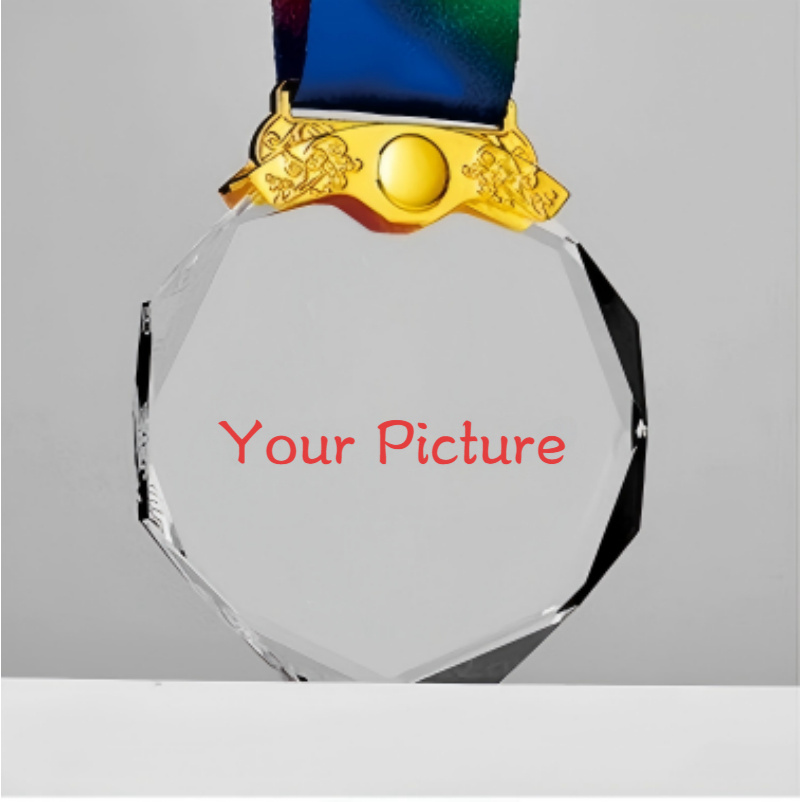 TEMU 1pc New Hexagonal Crystal Medal Custom Diamond-shaped Crystal Metal Plaque Trophy Tag Blank Medal Personalized Sports Souvenir Gift For