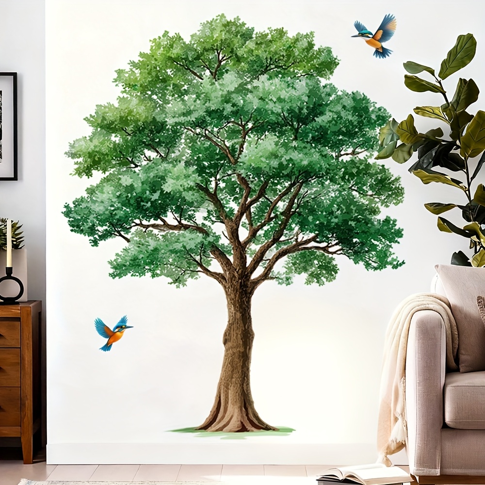 Image of Creative Sparrow Tree Wall Sticker Decoration For Living Room Dining Room Sofa Background Wall Sticker Renovation Rental House Wall Mural