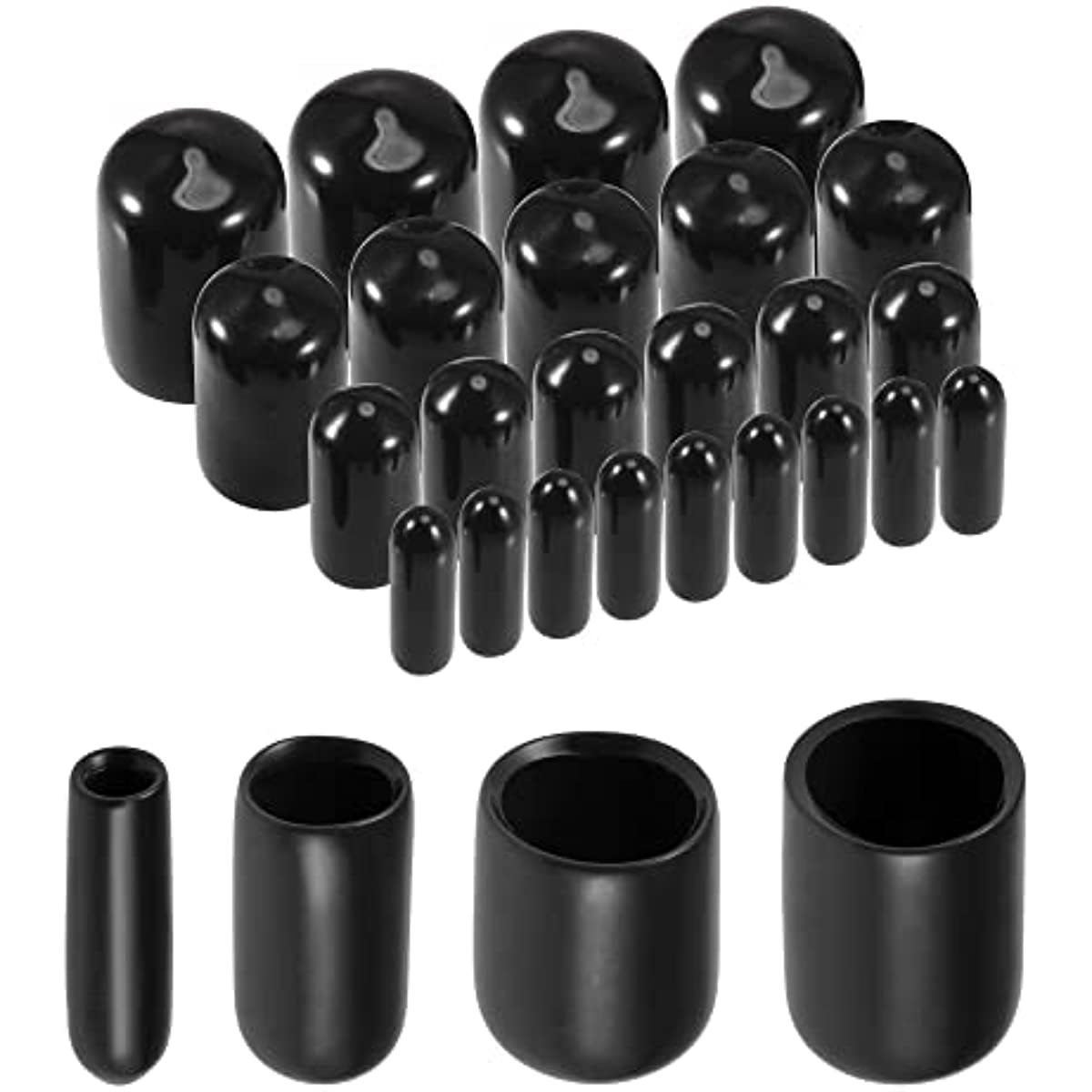 

40pcs Round End Caps Set - Assorted Sizes 1/8", 1/4", 3/8", 1/2" With Thread Protectors, Ideal For Screw Covers & Furniture Feet Protection