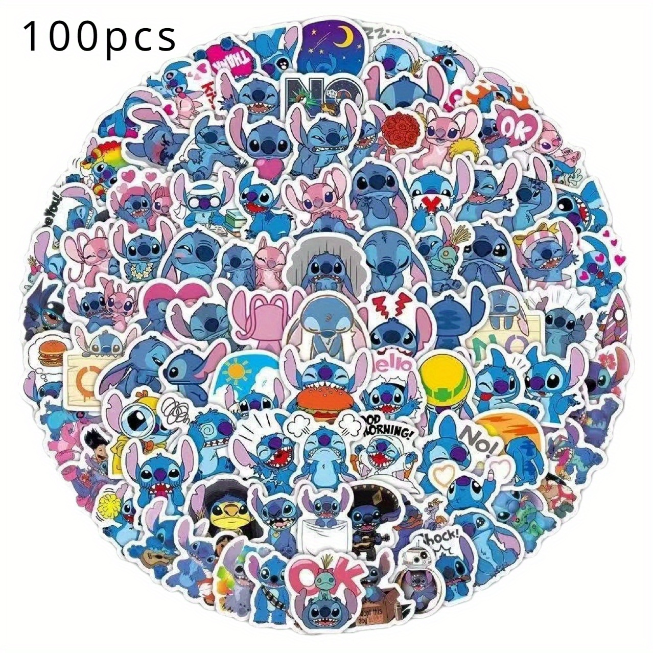 TEMU 100 Stitch Cartoon Waterproof Stickers - Bright And Designs For Laptops, Water Bottles, Notebooks Durable Colorful Decals, Notebook Decorations Cartoon Decals Durable Decals 17595059132454