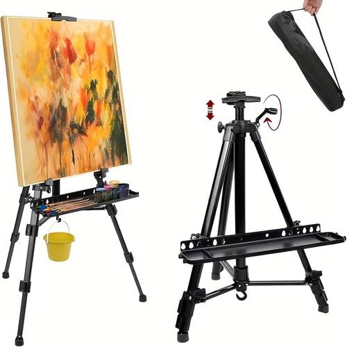 portable adjustable aluminum tripod easel with folding carry bag sturdy base ideal for outdoor sketching painting and advertising displays for artists and painters