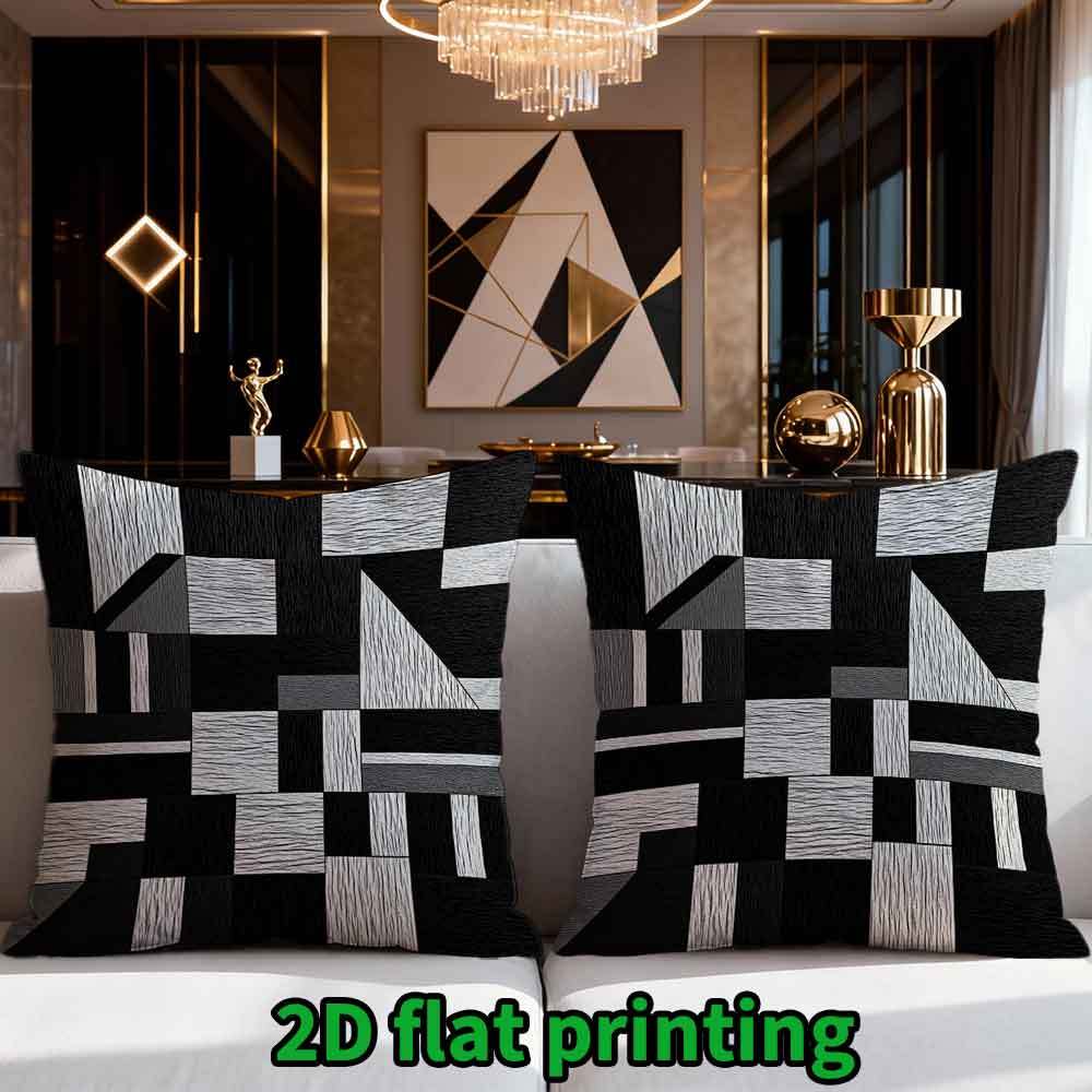 TEMU 2pcs Modern Abstract Seasonal Cushion Covers Compatible For Halloween, Thanksgiving, Christmas - Neutral-tone Geometric Shams With Zipper