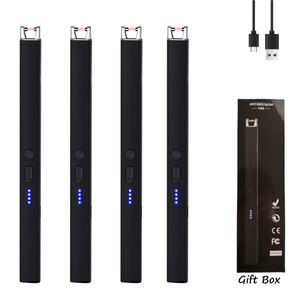 TEMU 4pcs Candle Lighters, Windproof And Flameless Electric Lighters With Led Battery Indicator And Safety Switch, Upgraded Plasma Usb-c Rechargeable