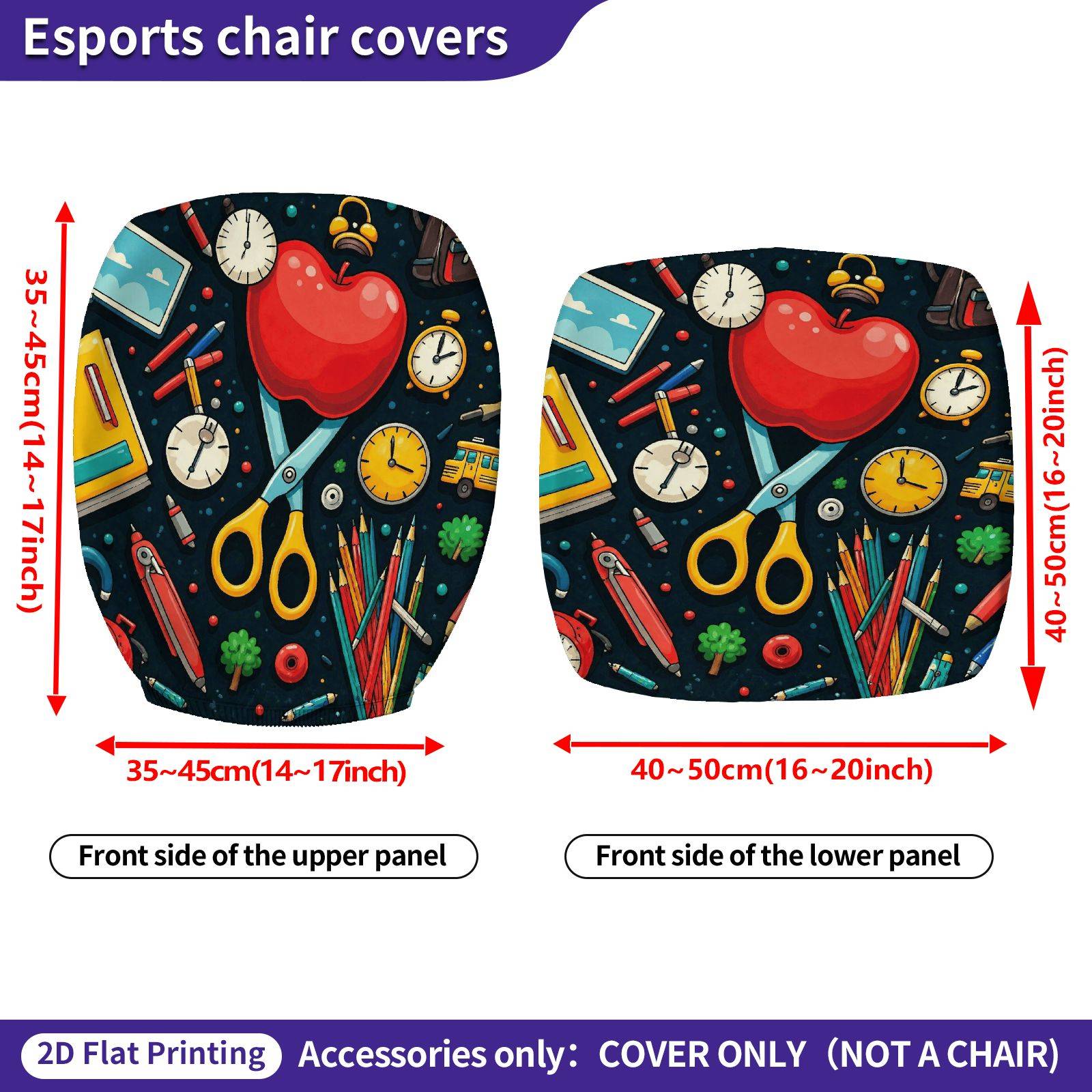TEMU 2pcs Decor Elastic Chair Cover (cover - Chair Not Included), Teacher's Day Rotating Table And Chair Protective Cover, Removable Seat Cushion Cover And Backrest Cover