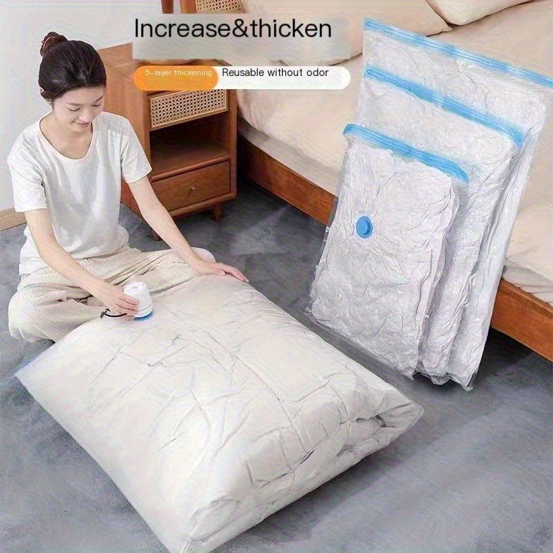 4 sacos de armazenamento a vácuo com bomba manual - extra   para roupas, cobertores e roupa de cama - à   de poeira e   - ideal para mudanças e organização   do guarda-roupa