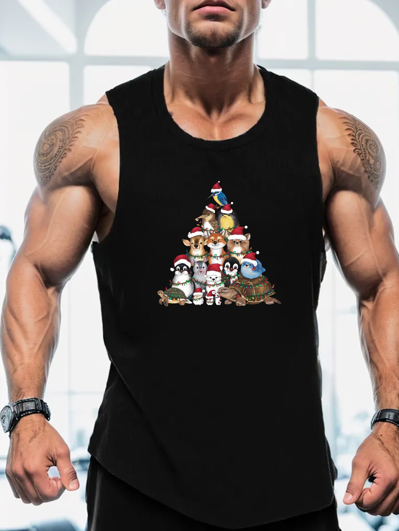 남성용 축제 크리스마스 동물 프린트 탱크탑 통기성 좋고 빠르게 건조되는 민소매 셔츠 체육관 및 여름용 men - Temu  Republic of Korea, image size:800x1066