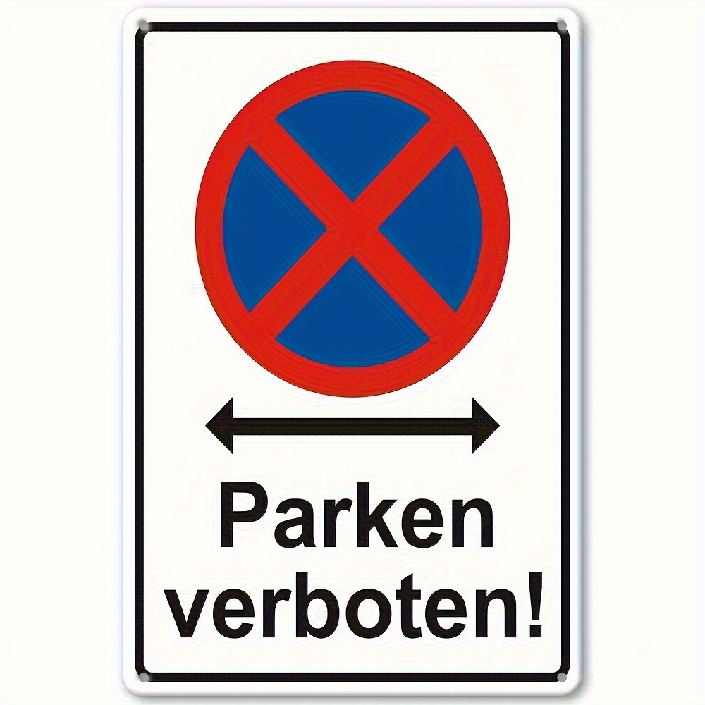 TEMU 2d Flat 1pc. Wooden No Parking Sign. German Arrow Symbol And "parken !" Text - Wall-mounted Parking Prohibited Sign For Driveways, Garages,