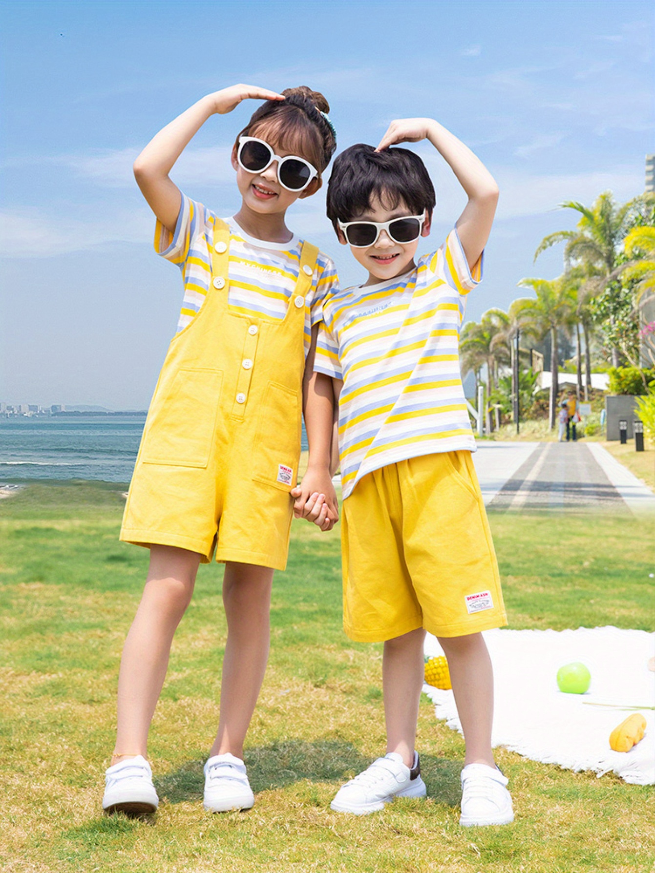 hercastle family matching outfit summer t shirt overalls set