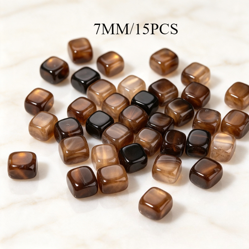 TEMU Perles d'agate rayées marron naturelles pour la fabrication de bijoux, perles de en vrac avec marbrure naturelle et stries de pour bricolage,