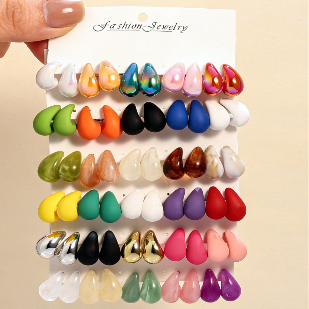 TEMU Ensemble de 60 boucles d'oreilles pour femmes, style western, facile à , couleur bonbon, , mats, , goutte de , piercings, bijoux d'oreille pour