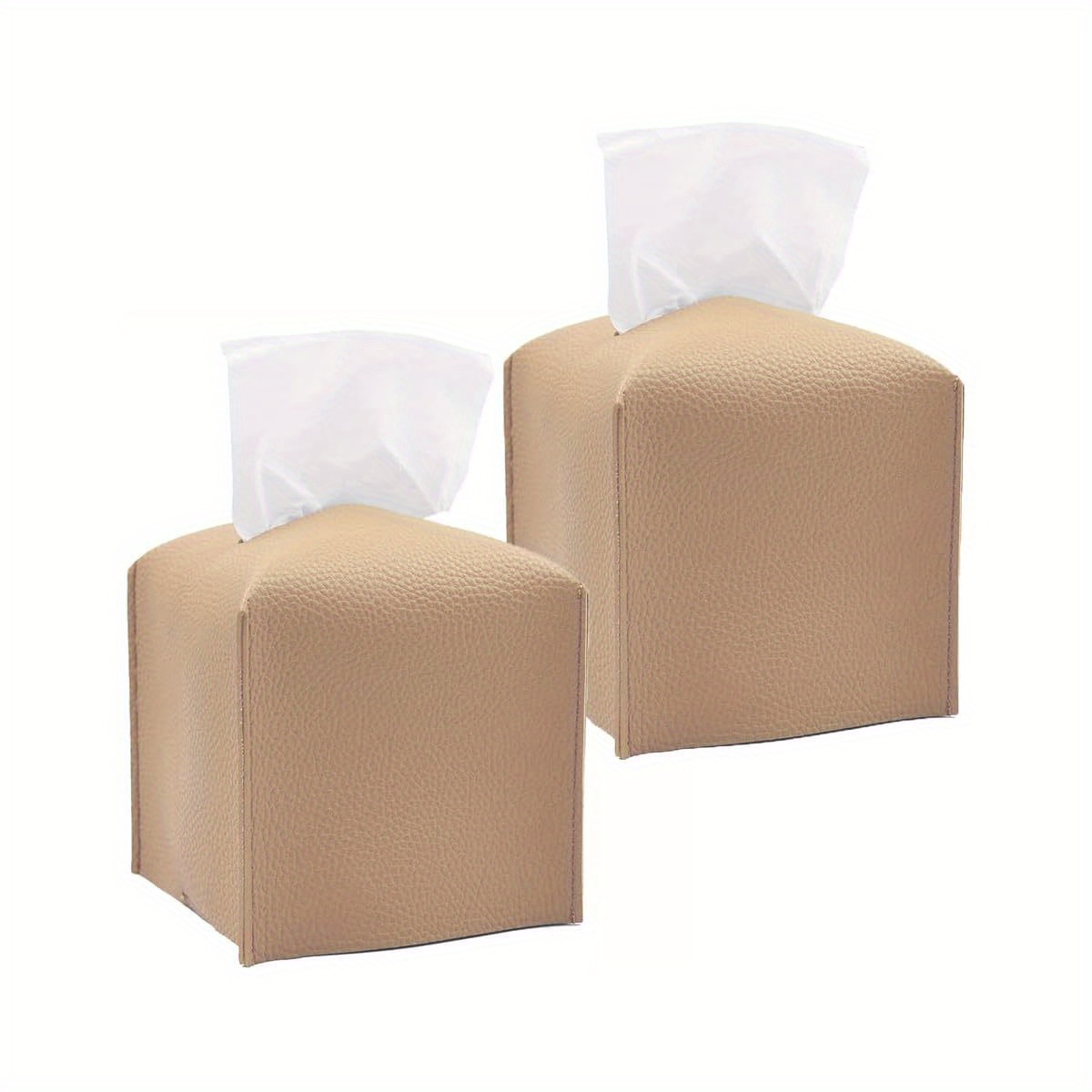 2 pack tissue box cover with dispenser beige pebble grain elegant bathroom living room   organizer compatible with standard tissues space saving   home decor accessory   decor     decorative holder interior   Product details 6