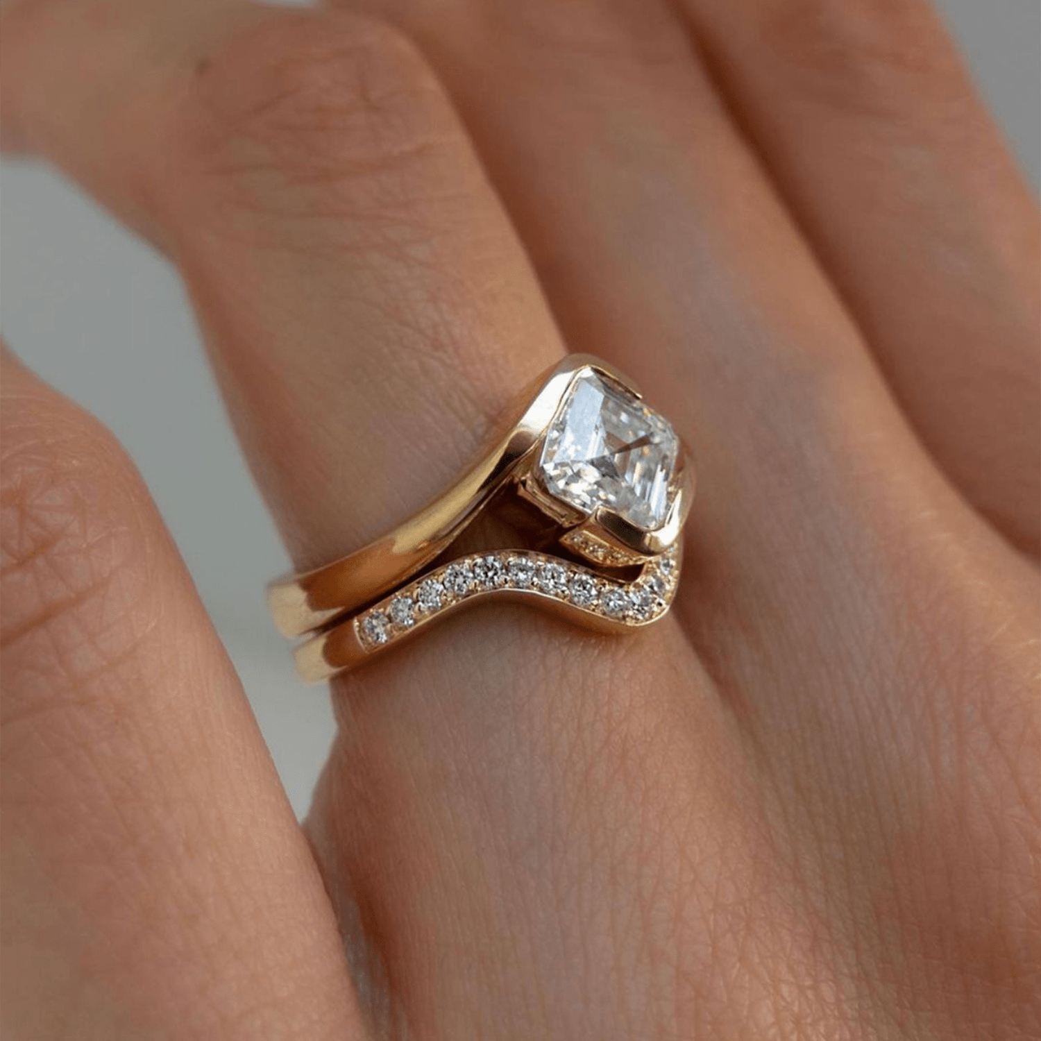 S925 Sterling Silver Moissanite Bird's Nest Ring — Layered Design