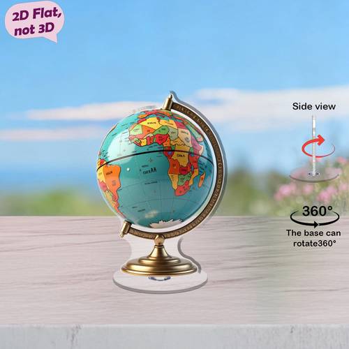 2d flat christmas theme holiday 360 rotating 2d flat acrylic desktop decoration for tilted display with colorful land and ocean patterns themed elements ideal for decor april fools day gifts