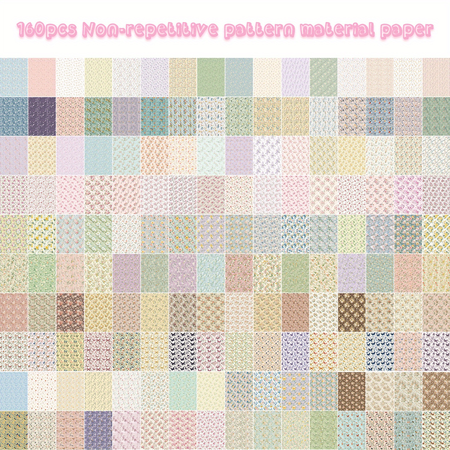160 Sheets Paper No Repeating Pattern Supplies Aesthetic Decorative Craft Paper Junk Journal Collage Album Planner Material Paper