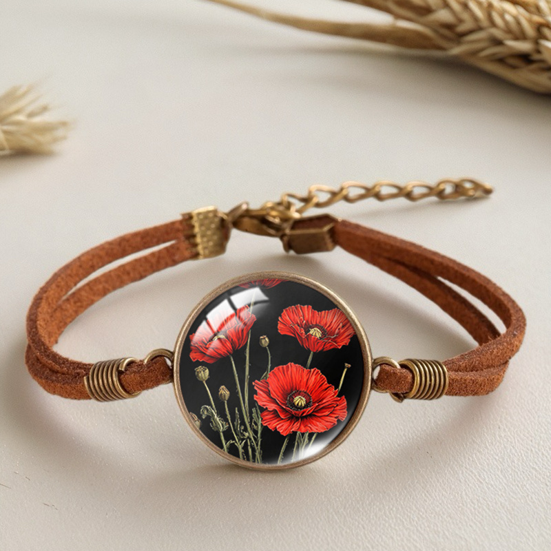 TEMU 1pc Red Poppy Bracelet Men Fashion Bracelets