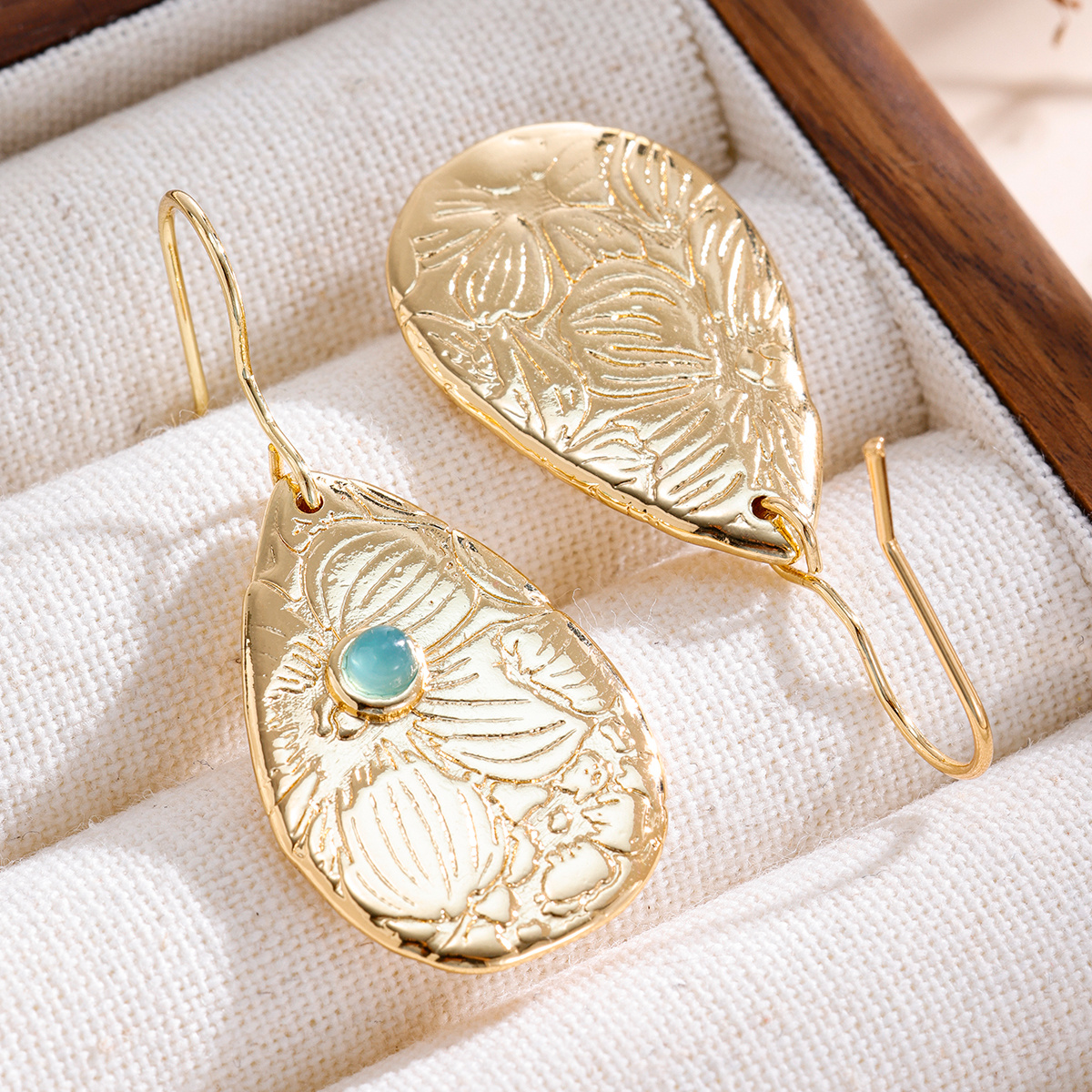 Women's Engraved Inlaid CZ Drop Earrings, Trendy Statement