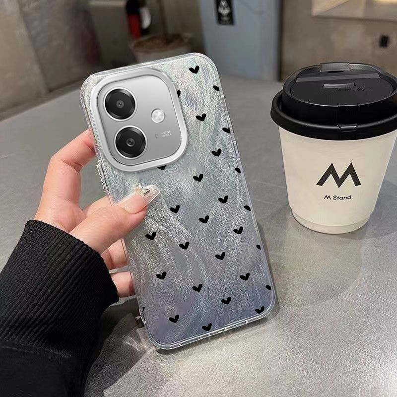 TEMU Phone Case: For Oppo A3 A3x A3 4g A40 A60 5g A3x 4g A40m Heart Phone Case Shockproof Soft Cover Clean Aesthetic Chiffon Texture