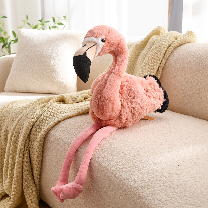 Realistic Flamingo Plush Toy Suitable For - Flamingo Stuffed Animal Doll With Soft Fluffy Feathers, For Breed Sizes, Puppies, For, Crate Companion, Playtime Companion For For Puppies And Kittens