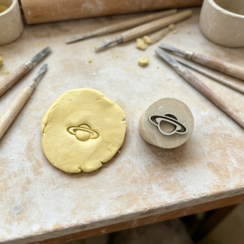 Set of Engineering Tool and Space-themed Wooden Stamps