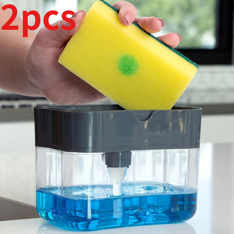 TEMU Set dispenser da cucina metallici per detersivo per con porta spugna, dotato di pompa a di perdite, soluzione completa per l'organizzazione del