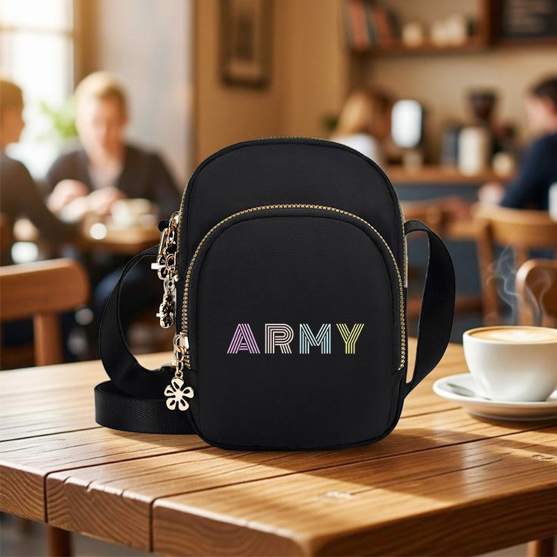 TEMU Bolso de con estampado ARMY, 1 pieza, bolso cruzado sencillo para a día, correa de ajustable, fuerte y resistente, cierre de cremallera, unisex,